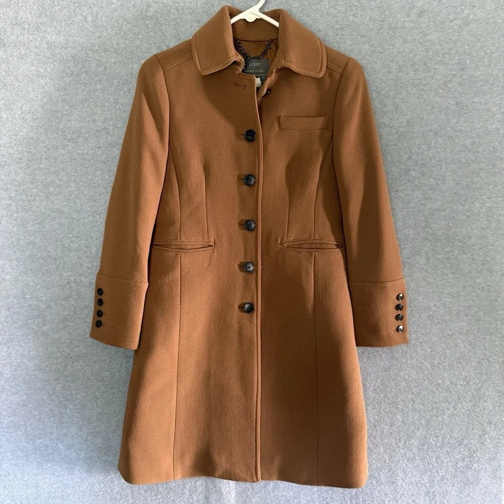 J. Crew Double Cloth Manifattura di Carmignano Italian Wool Coat Sz 0P Camel
